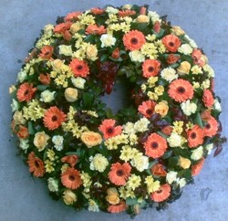 Zeige Details für Biedermeierkranz in gelb, orange - TF-57 Bild von Biedermeierkranz in gelb, orange - TF-57